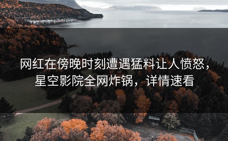 网红在傍晚时刻遭遇猛料让人愤怒，星空影院全网炸锅，详情速看