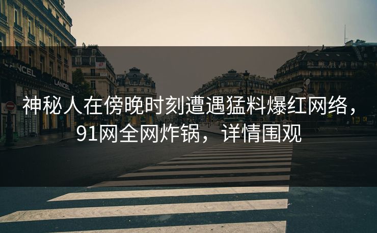 神秘人在傍晚时刻遭遇猛料爆红网络，91网全网炸锅，详情围观