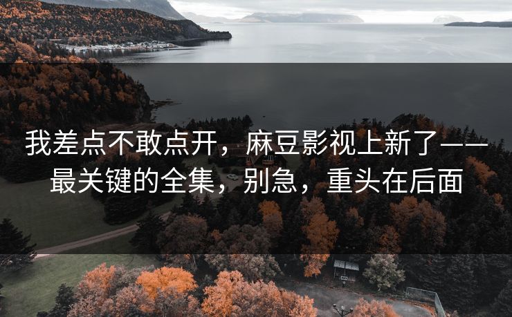 我差点不敢点开，麻豆影视上新了——最关键的全集，别急，重头在后面